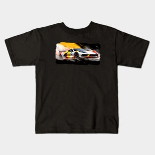 Arctic White C8 Corvette racecar on a race track Supercar Sports car Racing car Kids T-Shirt